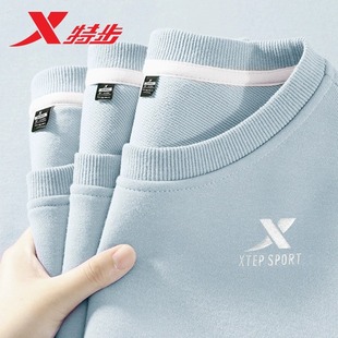 特步卫衣女款春季2026新款初中生圆领无帽品牌正品休闲运动服长袖