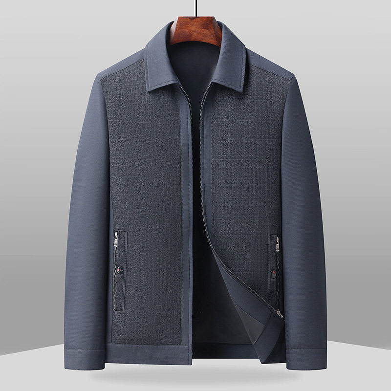 2026抗皱新款现货春季中年爸爸装翻领夹克外套爷爷中老年男士春秋