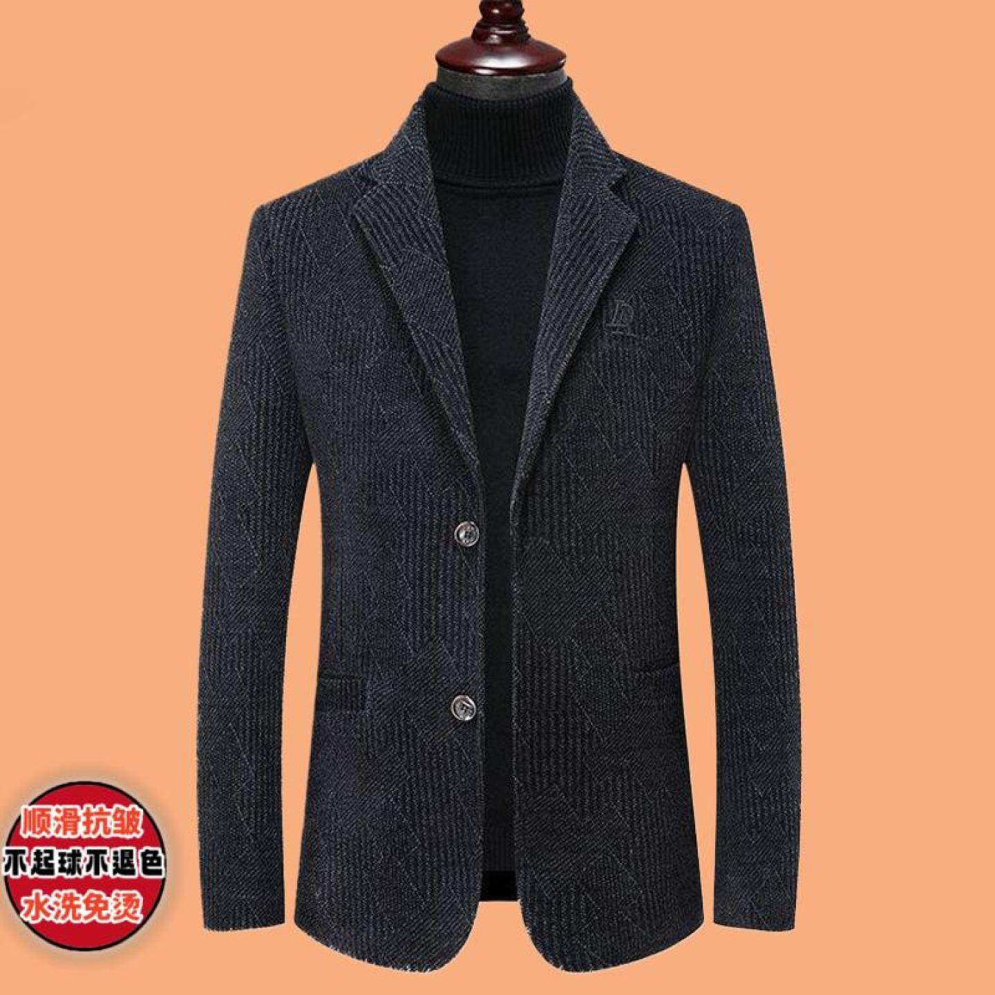 西装2025中年外套男中老年衣服秋冬季休闲爸爸新款毛呢上高档