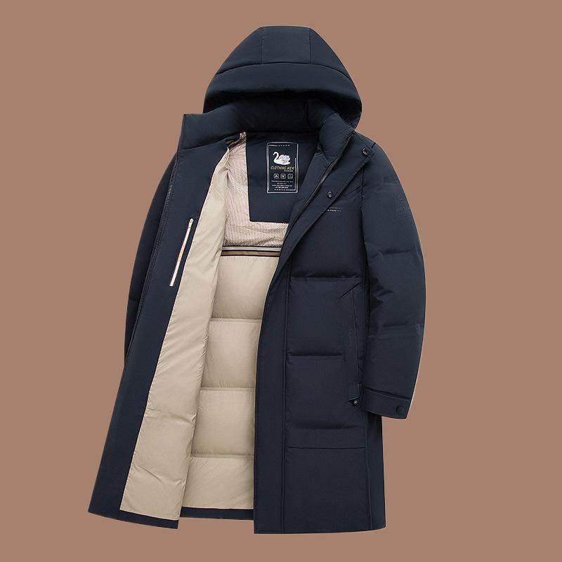 鹅绒加厚爸爸保暖中年冬装款简约外套极寒羽绒服男年2025新款长