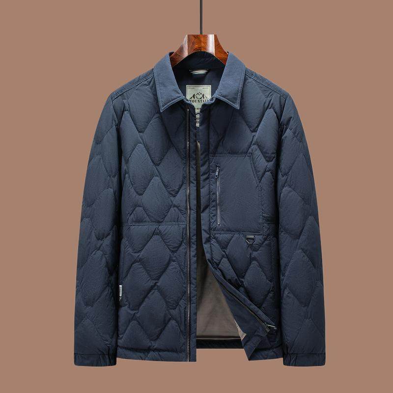 男冬装外套休闲羽绒服衬衫冬季爸爸新款上衣中老年简约加厚保暖