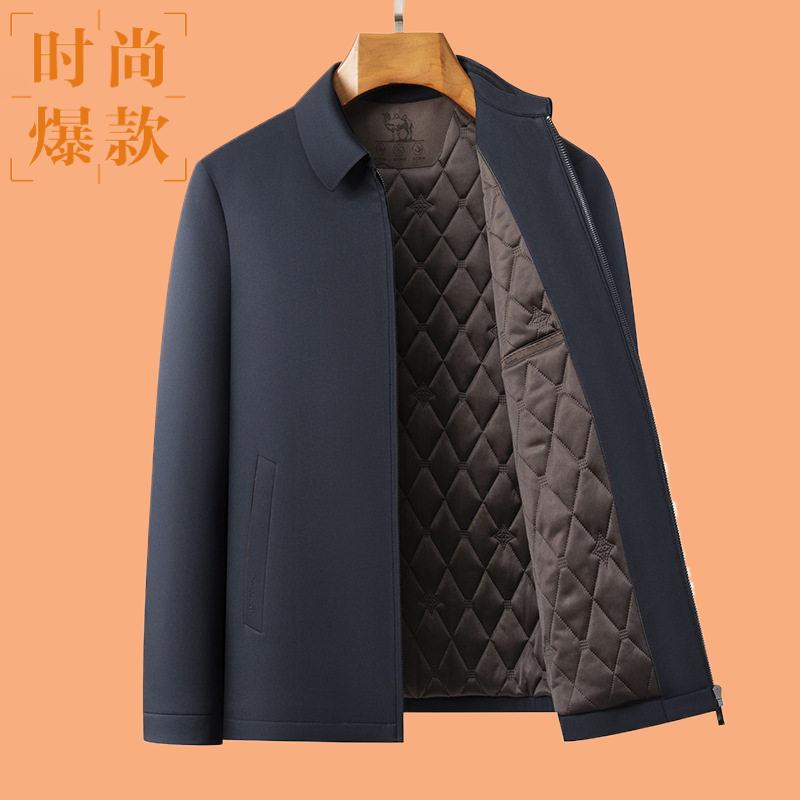 骆驼绒男式冬季翻领棉衣外套薄款