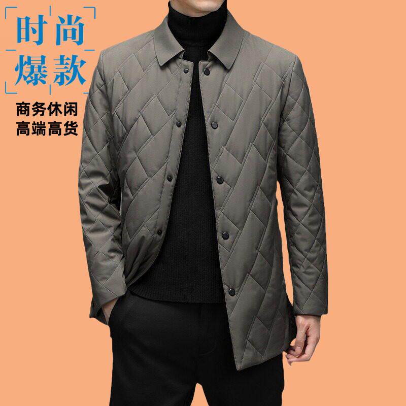 男士轻薄棉服秋冬季棉衣中老年爸爸外套轻便保暖商务薄款棉服男
