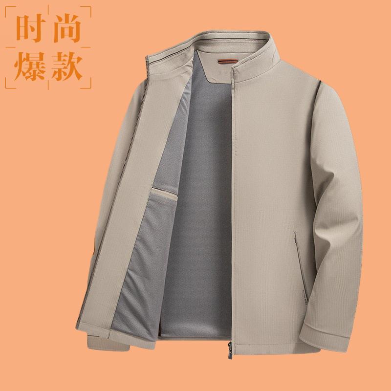 夹克衫春秋牛奶男式格子中年商务