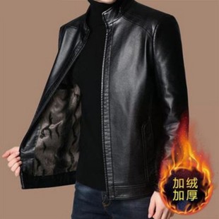 爸爸装 品牌男装 立领海宁薄夹克真皮绵羊皮特价 外套春秋季 皮衣男士