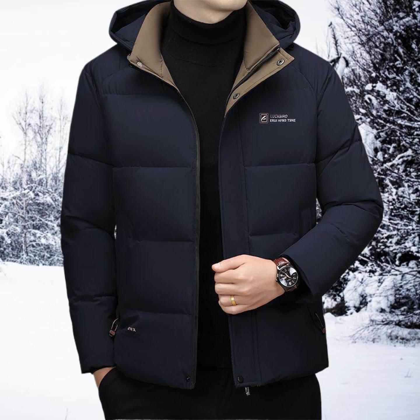 男士2025羽绒保暖加厚外套棉衣新款中年冬装冬季棉袄爸爸高档