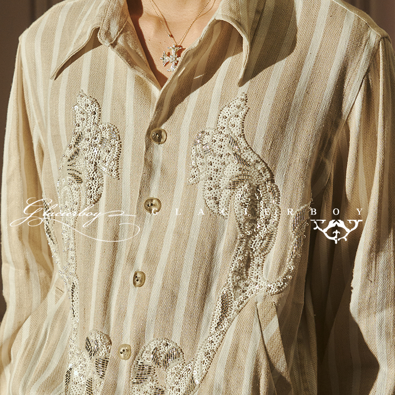 GLACIERBOY珠绣亚麻重工外套