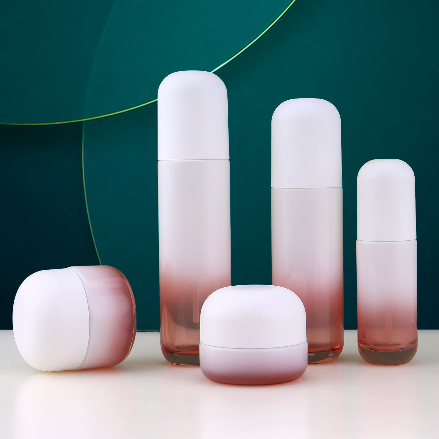 日化包装瓶30g40ml100ml乳液瓶膏霜瓶子丝印文字玻璃瓶白浅棕渐变