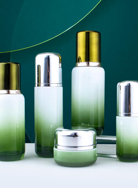 可定制款浅绿色玻璃瓶子日化包装瓶30g40ml100ml乳液瓶膏瓶丝印