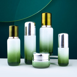 瓶30g40ml100ml乳液瓶膏瓶丝印 浅绿色玻璃瓶子日化包装 定制款