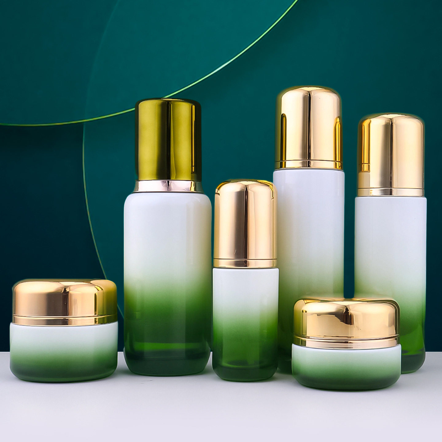 白浅绿色30g玻璃瓶子定制日化包装瓶40ml100ml乳液瓶膏瓶丝印空瓶