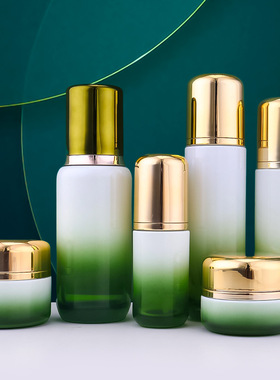 白浅绿色30g玻璃瓶子定制日化包装瓶40ml100ml乳液瓶膏瓶丝印空瓶