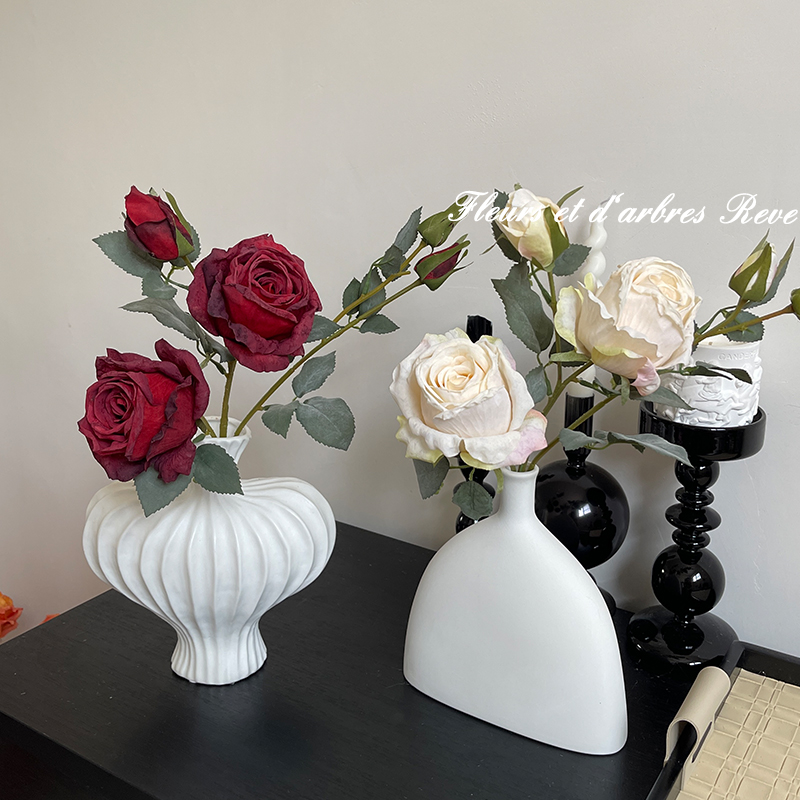 红玫瑰花干花婚房仿真花