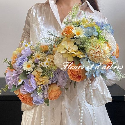 ins网红仿真花手捧花新娘领证结婚花束求婚拍照道具假花七夕礼物