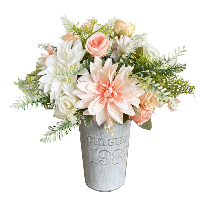 小清新仿真花假花做旧花桶摆件
