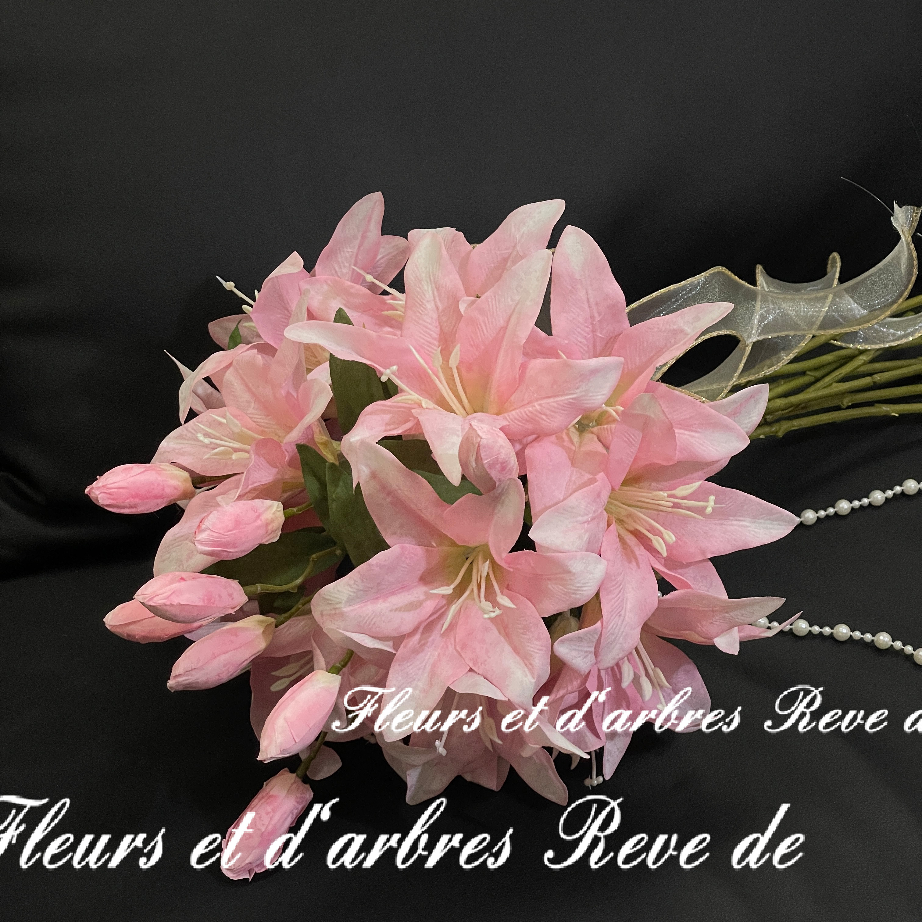 韩式小清新婚纱摄影拍照道具户外旅拍仿真新娘手捧花粉色百合花