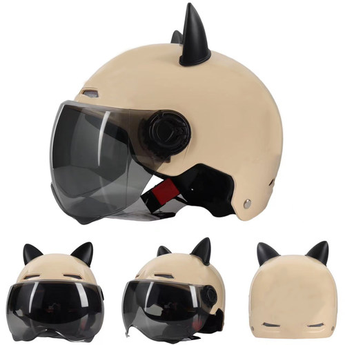 四季头盔女士耳朵电动摩托车