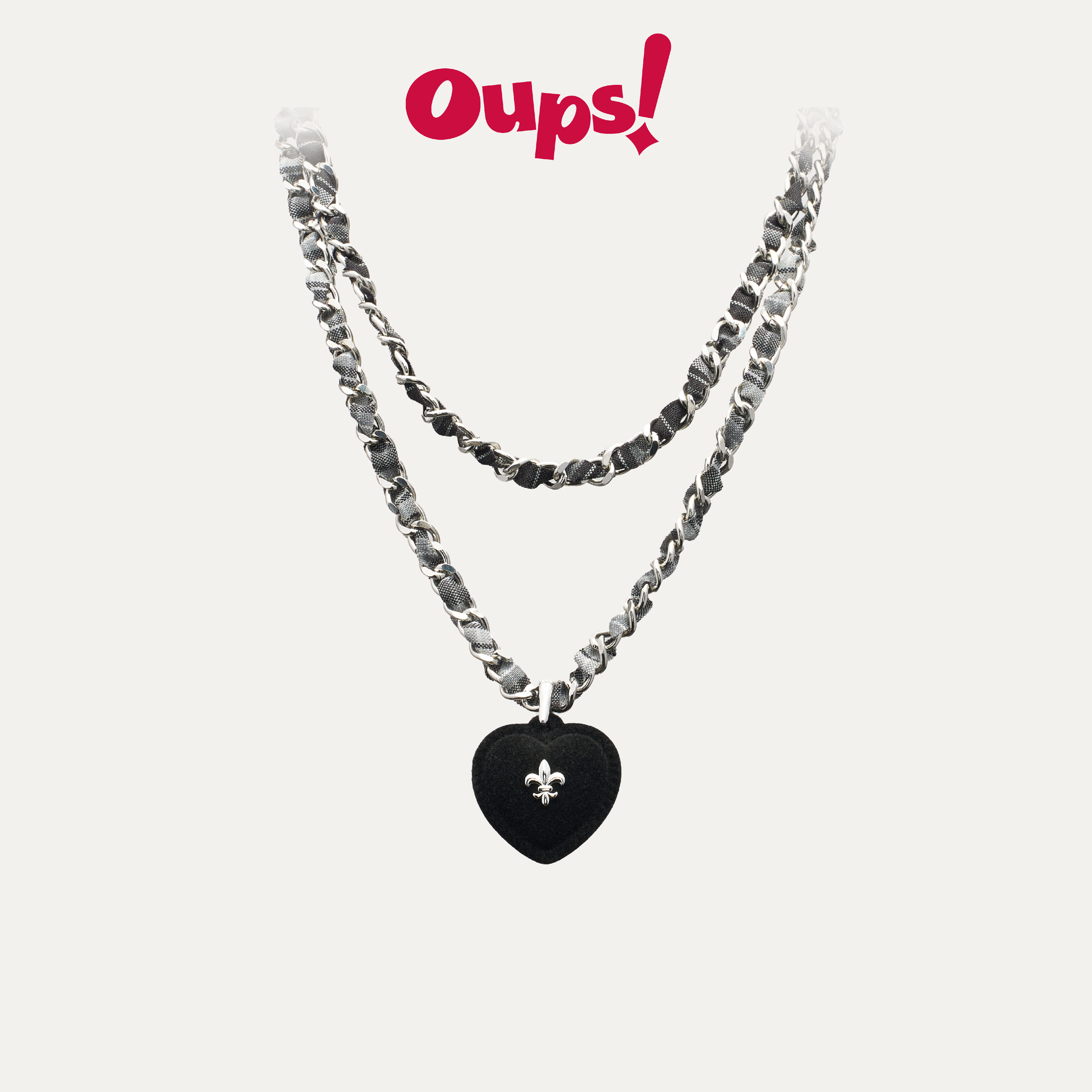 Oups！原创植绒爱心吊坠长项链