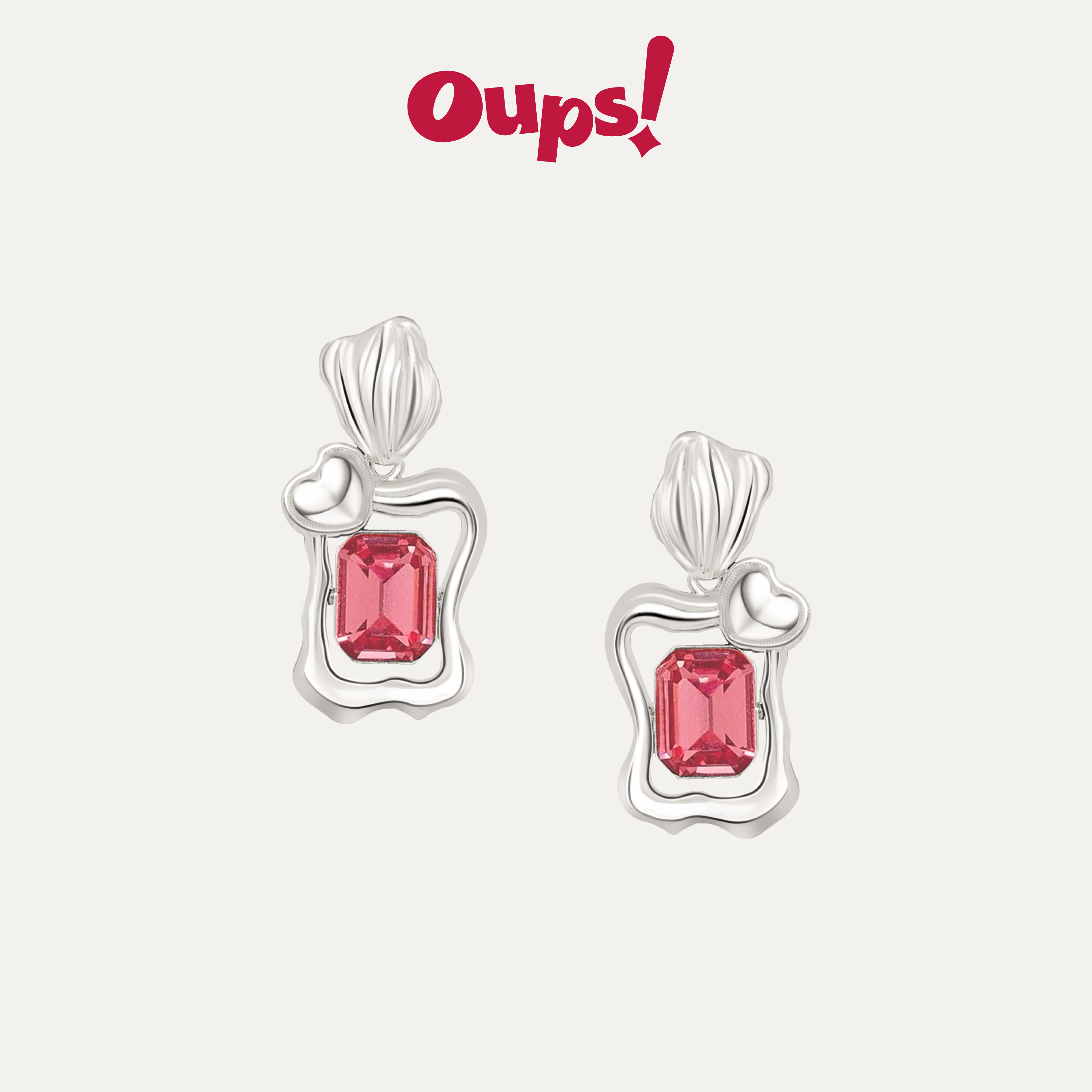 【新年礼物】Oups曾黎阿娇镂空方形粉钻耳环小方糖s925耳饰女原创,饰品/流行首饰/时尚饰品新,耳钉,淘宝优惠券,粉丝福利购,淘宝优惠卷