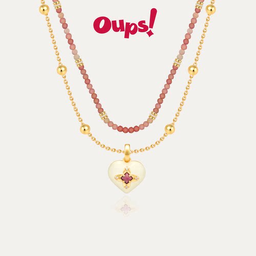 【新品】Oups!粉雾心屿套组项链