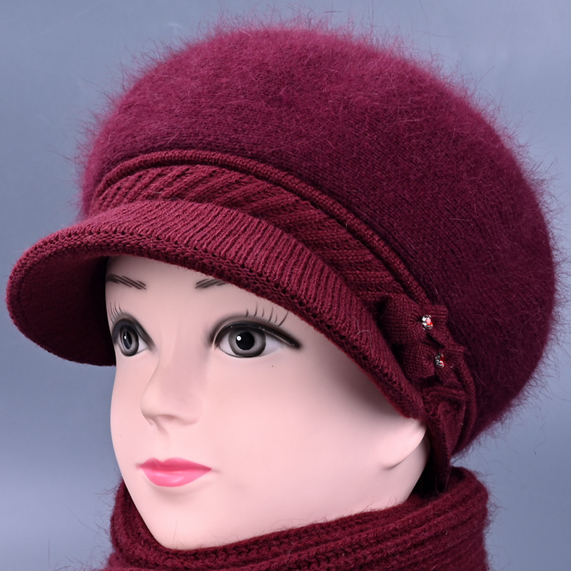 毛线帽女士冬加厚保暖鸭舌帽妈妈