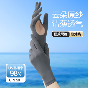 防晒手套女夏季冰丝防紫外线透气薄款户外骑行开车防滑露指可触屏