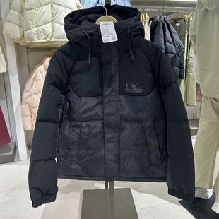 2025年冬季新品男装梭织宽松连帽插肩开襟羽绒服R254115106以纯