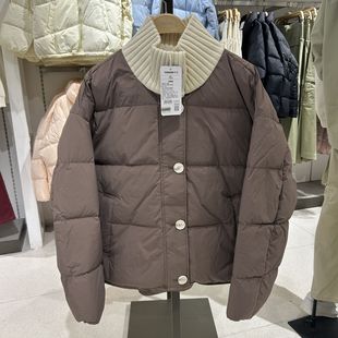 2025年冬季新款女装梭织宽松立领中落肩开襟羽绒服R254215098以纯