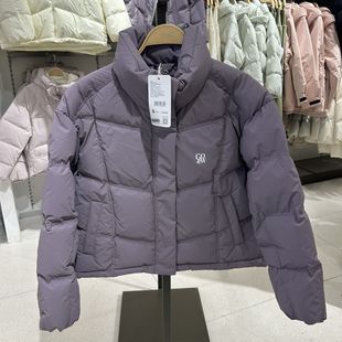 2025年冬季新款女装梭织宽松立领中落肩厚羽绒服F154215046以纯