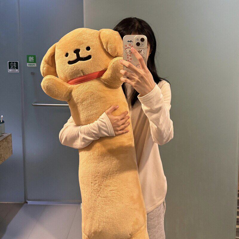 线条小狗长条抱枕侧睡夹腿睡觉玩偶可爱毛绒玩具靠枕床头宿舍学生