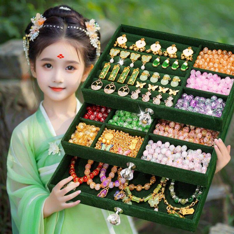 古风儿童手链串珠手串手工diy材料包小女孩子的生日礼物玩具礼盒