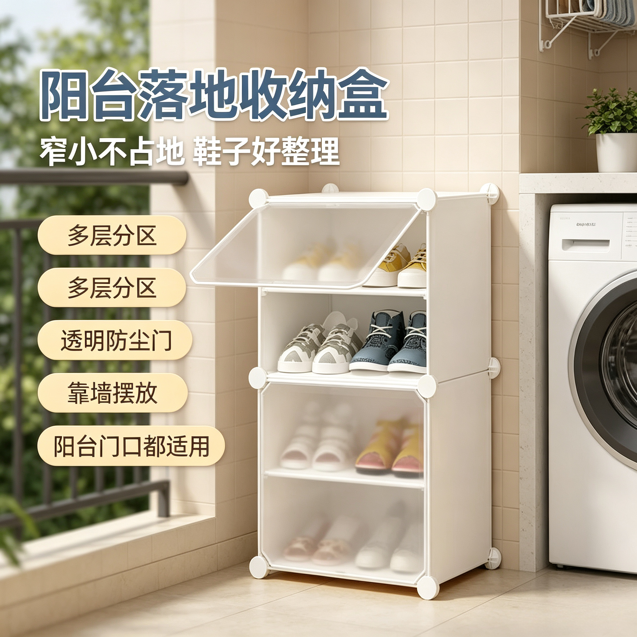 卫生间拖鞋架入户门抽屉式阳台经济型存放盒出租屋落地收纳盒窄小