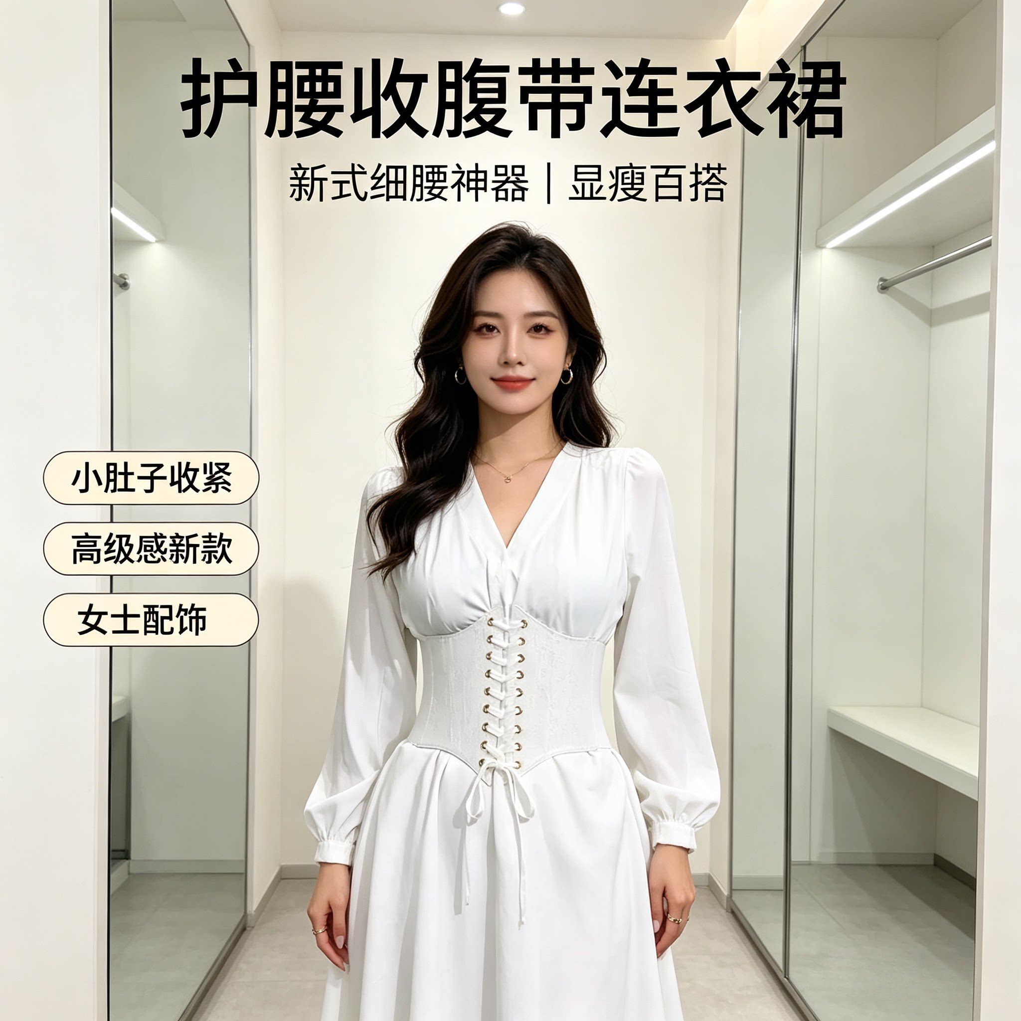 新式连衣裙神器收腹带配饰新款细腰带宽腰带小肚子女士护腰高级感
