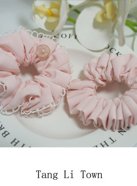 粉色发圈女款蕾丝花边发绳气质头绳甜美小肠发圈温柔小众弹力发饰