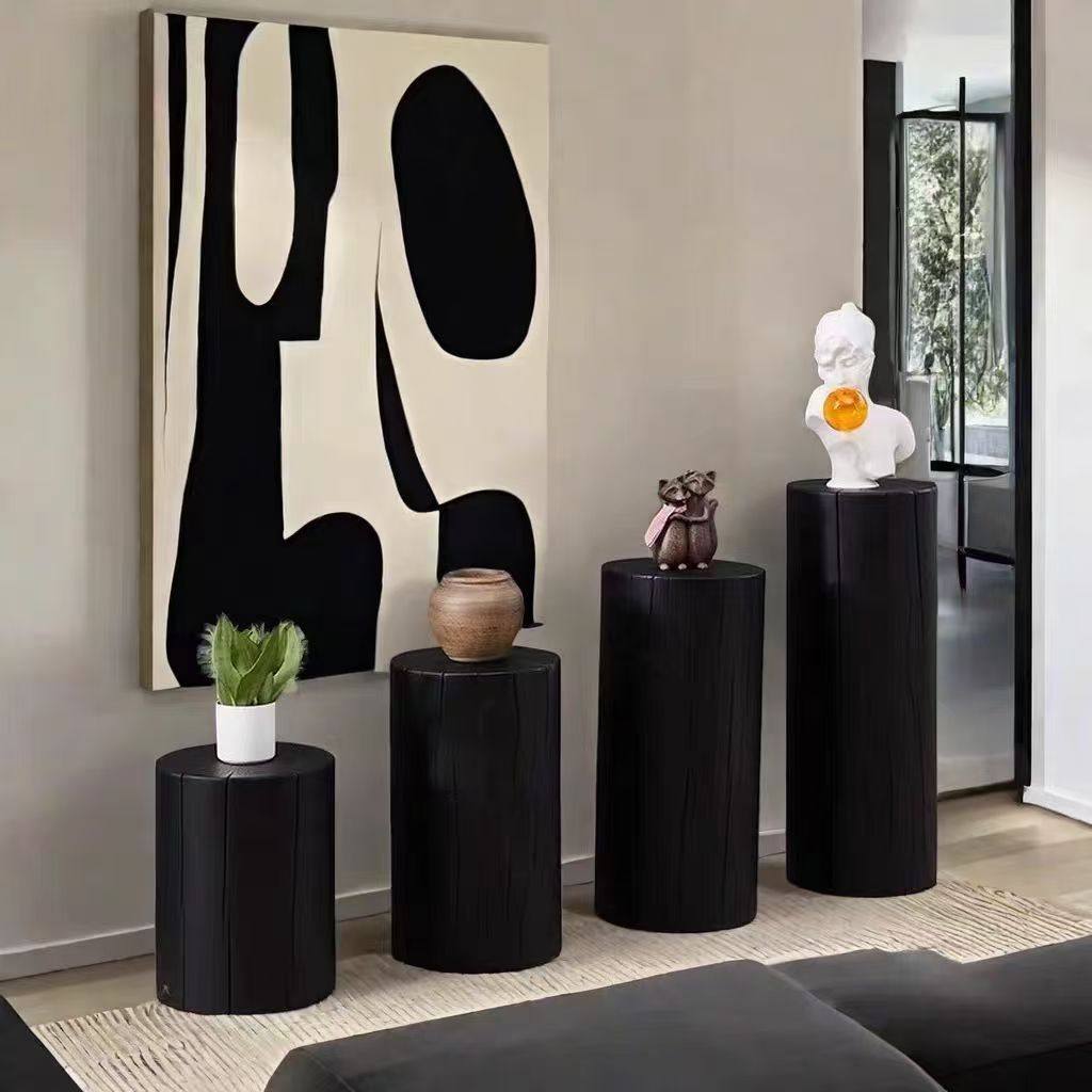 实木圆木墩子原木凳子茶椅子花架子花几木桩酒店民宿玄关根雕矮凳