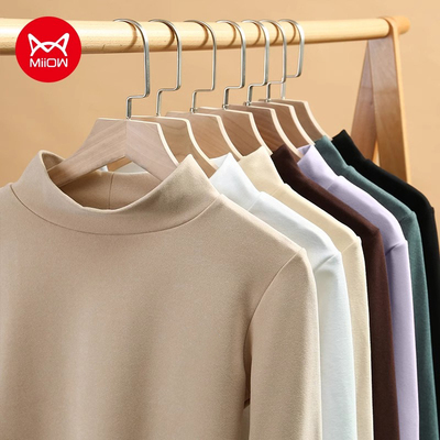 猫人德绒打底衫女加厚秋冬半高领