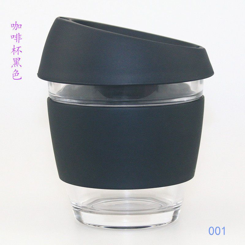 80周边新款Z硅胶咖啡杯350ml玻璃咖啡杯带盖可以加LOGO创意礼品