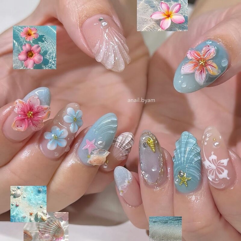 海岛花朵美甲饰品ins爆款恶魔之花鸡蛋花混百搭穿戴甲光疗甲配饰