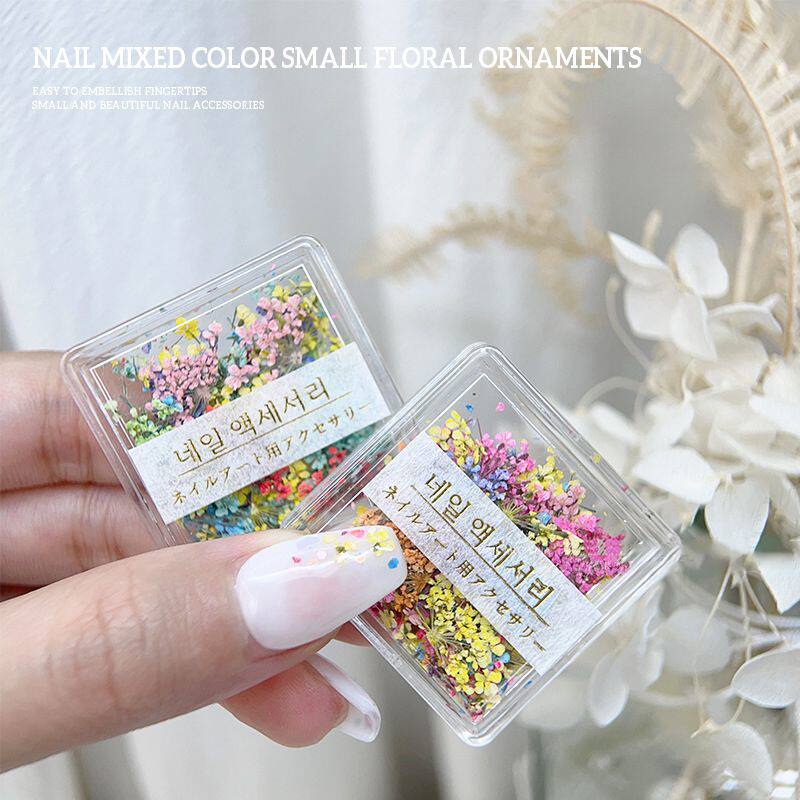 ins日系法式干花美甲饰品彩色纯天然小碎花花瓣干花指甲