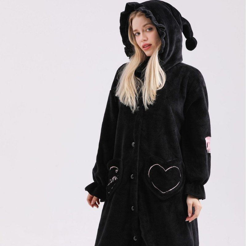 库洛米睡衣法绒少女可爱睡袍长款秋冬加厚睡裙珊瑚绒卡通家居服