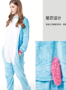 卡通彩虹天马款式法绒连体动物睡衣长袖保暖亲子演出服