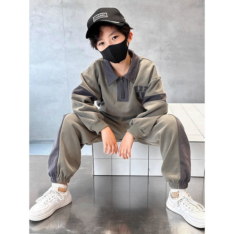 英国LMKL男女童男童秋冬款卫衣2025新款中大童男孩加绒时髦套装潮