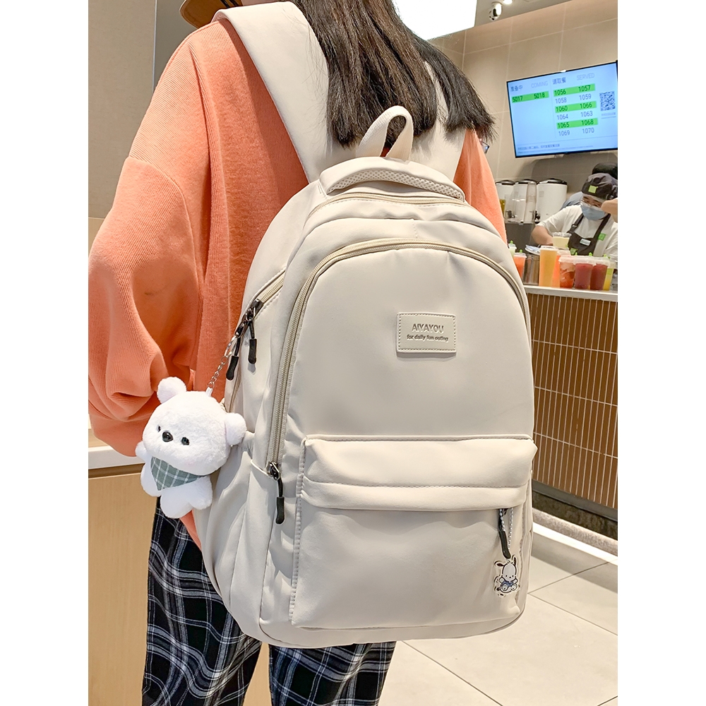 减负轻便双层书包女生校园初中生高中生背包大学生电脑双肩包简约