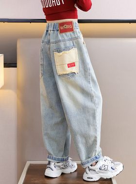 Netx MaxM女童牛仔裤春秋款儿童2025新款秋装洋气女大童加绒裤子