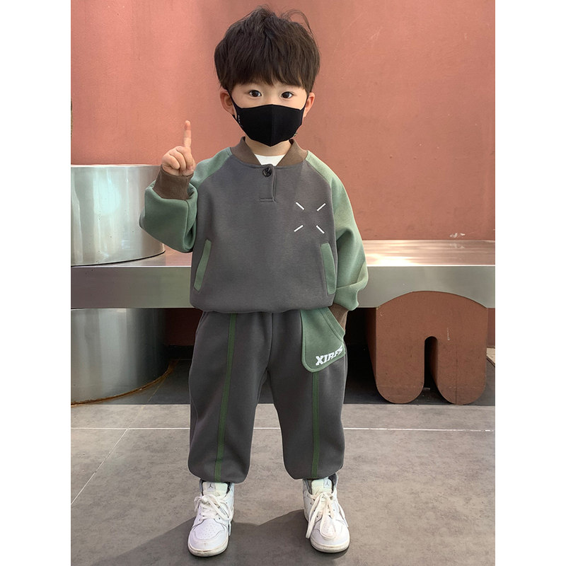 英国DHWA男童春装套装潮帅气时髦新款儿童卫衣男孩春秋款衣服