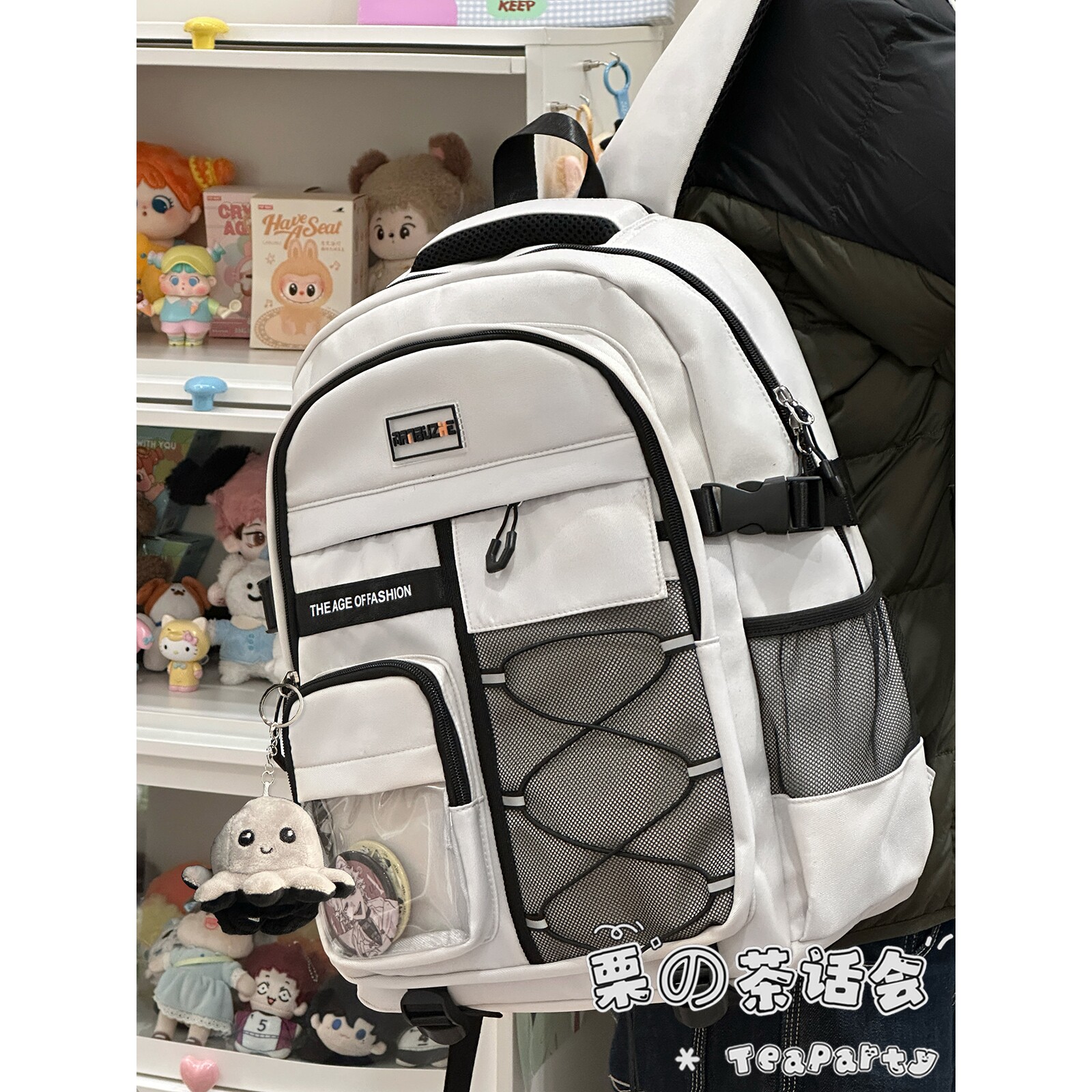 工装港风书包男潮牌ins小众 初高中学生大容量多隔层双肩包女背包