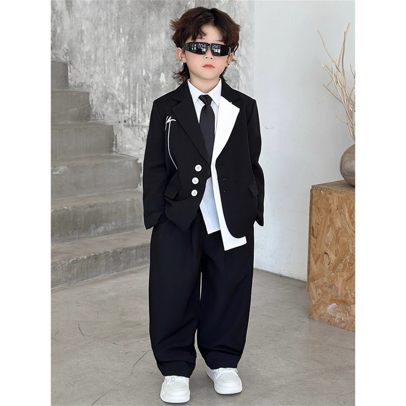 韩国Uamtor男童西装套装新中式主持人儿童礼服春秋高级感国风穿搭