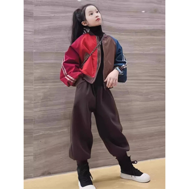 韩国Uamtor女童外套秋冬款2025新款儿童休闲撞色潮酷棒球服夹克衫