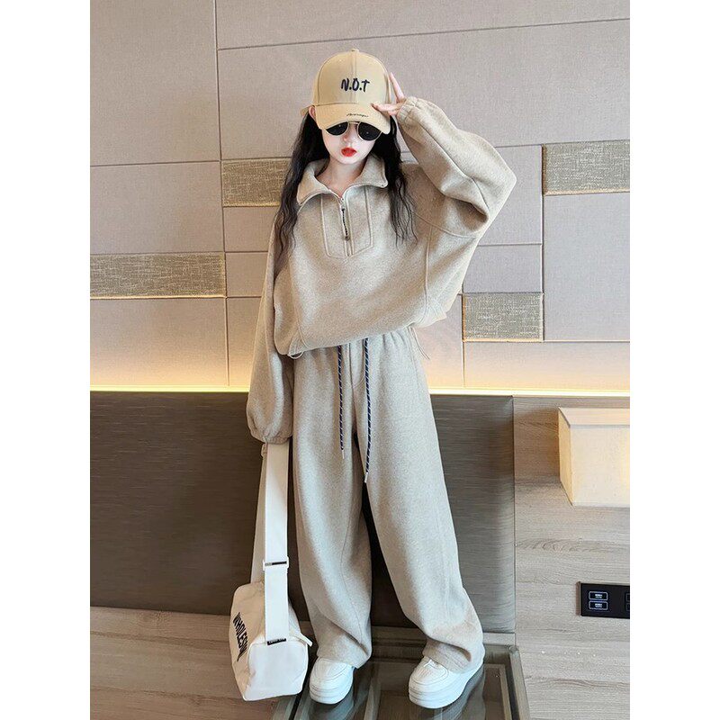 韩国Uamtor女童套装春秋2025新款儿童卫衣女孩大童运动韩系两件套