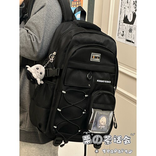 日系复古工装书包男潮 ins小众初中高中学生双肩包女生大容量背包